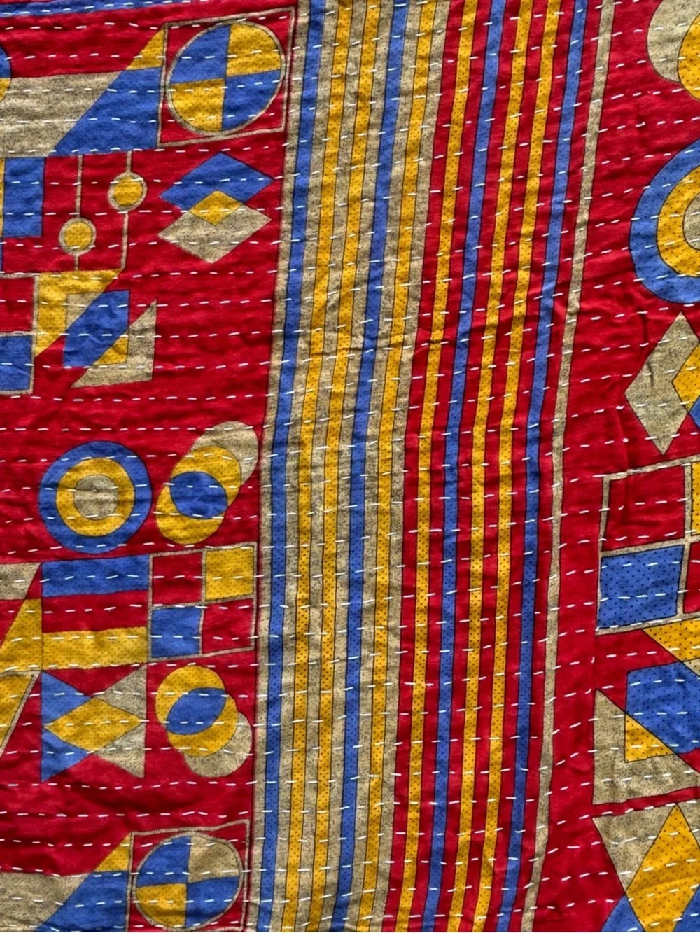 Handmade Kantha Quilt Throw Handmade Boho Cotton Textile Blanket